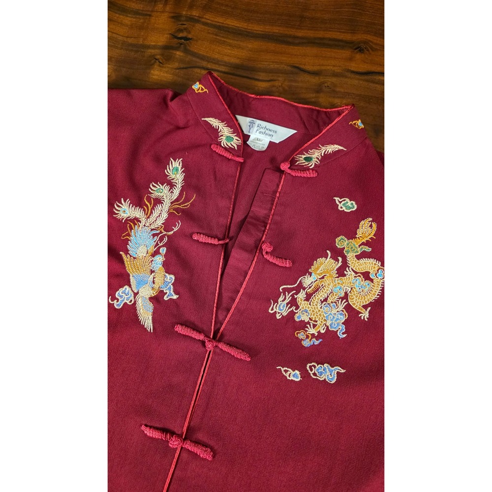 VINTAGE EMBROIDERED DRAGON PHOENIX FROG CLOSURE UNISEX FESTIVAL DEADSTOCK